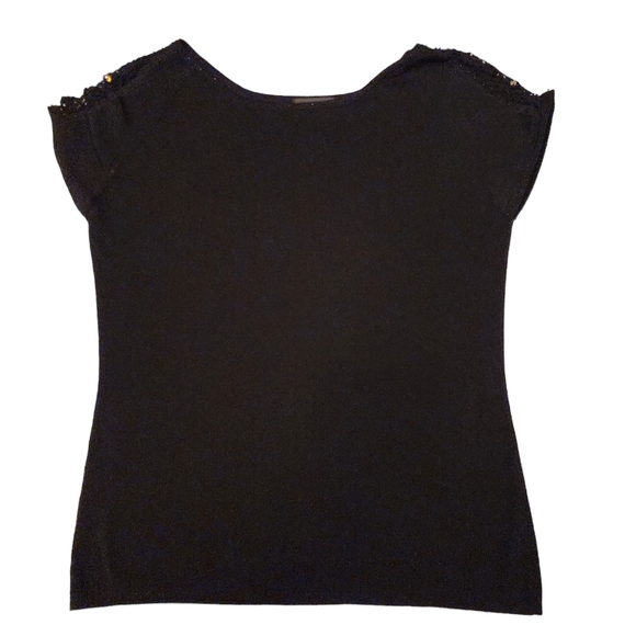 Hadi Collection Black Short Sleeve Sweater With Crochet Sleeve - Picture 6 of 10